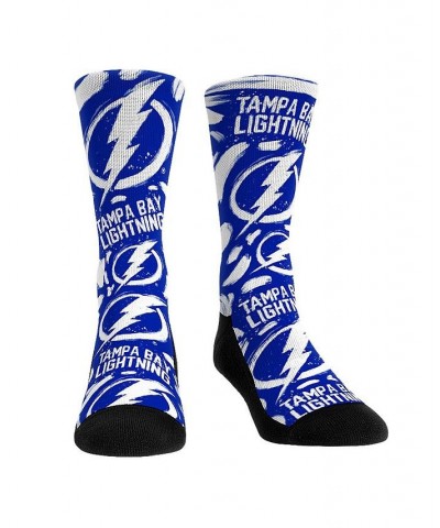 Men's and Women's Socks Tampa Bay Lightning Allover Logo and Paint Crew Socks $17.69 Socks