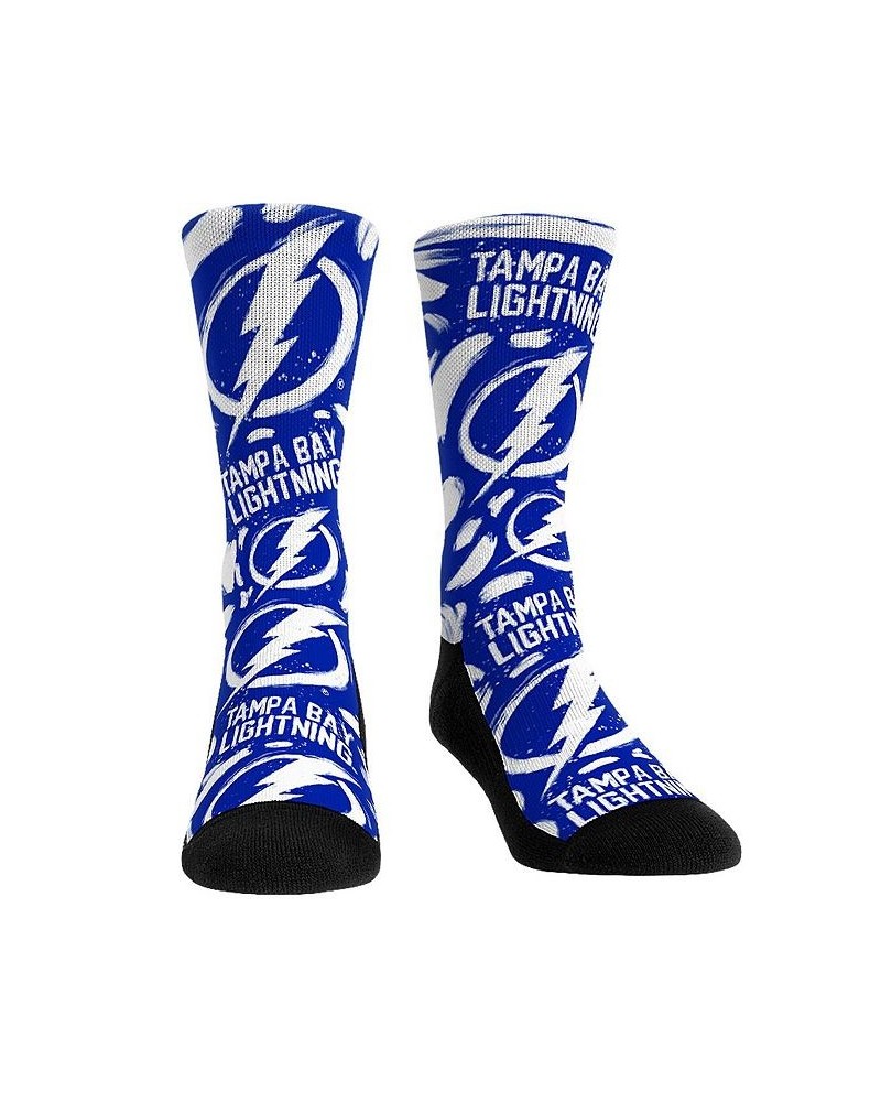 Men's and Women's Socks Tampa Bay Lightning Allover Logo and Paint Crew Socks $17.69 Socks