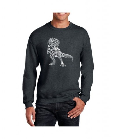 Men's Word Art Dino Pics Crewneck Sweatshirt Gray $24.50 Sweatshirt