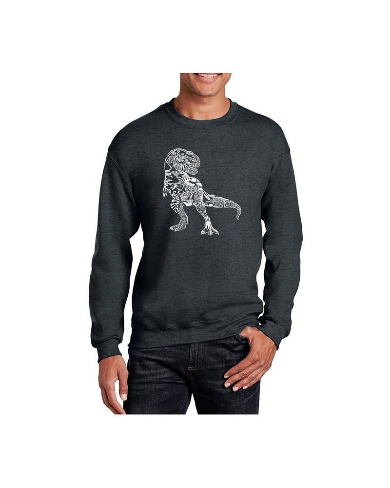 Men's Word Art Dino Pics Crewneck Sweatshirt Gray $24.50 Sweatshirt