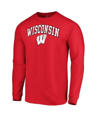 Men's Branded Red Wisconsin Badgers Campus Long Sleeve T-shirt $14.00 T-Shirts