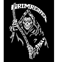 Men's Grim Reaper Word Art Long Sleeve T-shirt Black $20.79 T-Shirts