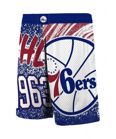 Men's Royal Philadelphia 76ers Hardwood Classics Jumbotron Sublimated Shorts $41.59 Shorts