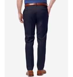 Men's Premium No Iron Khaki Slim-Fit Flat Front Pants Blue $23.10 Pants