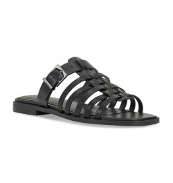 Lemenda Slip-On Flat Fisherman Sandals Black $47.96 Shoes