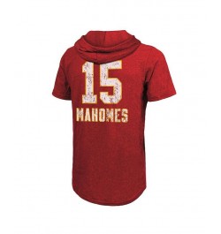 Men's Threads Patrick Mahomes Red Kansas City Chiefs Super Bowl LVII Name and Number Tri-Blend Short Sleeve Hoodie T-shirt $3...