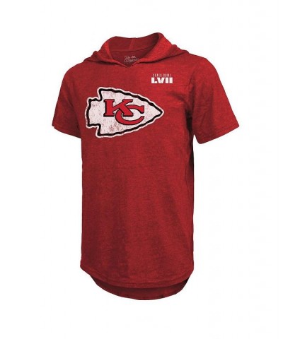 Men's Threads Patrick Mahomes Red Kansas City Chiefs Super Bowl LVII Name and Number Tri-Blend Short Sleeve Hoodie T-shirt $3...