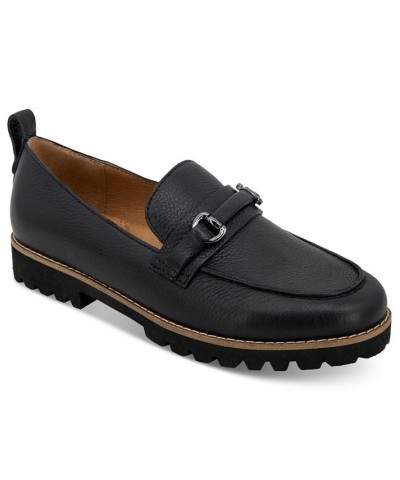 Women's Eugene Lug Bit Buckle Loafer Flats Black $68.70 Shoes