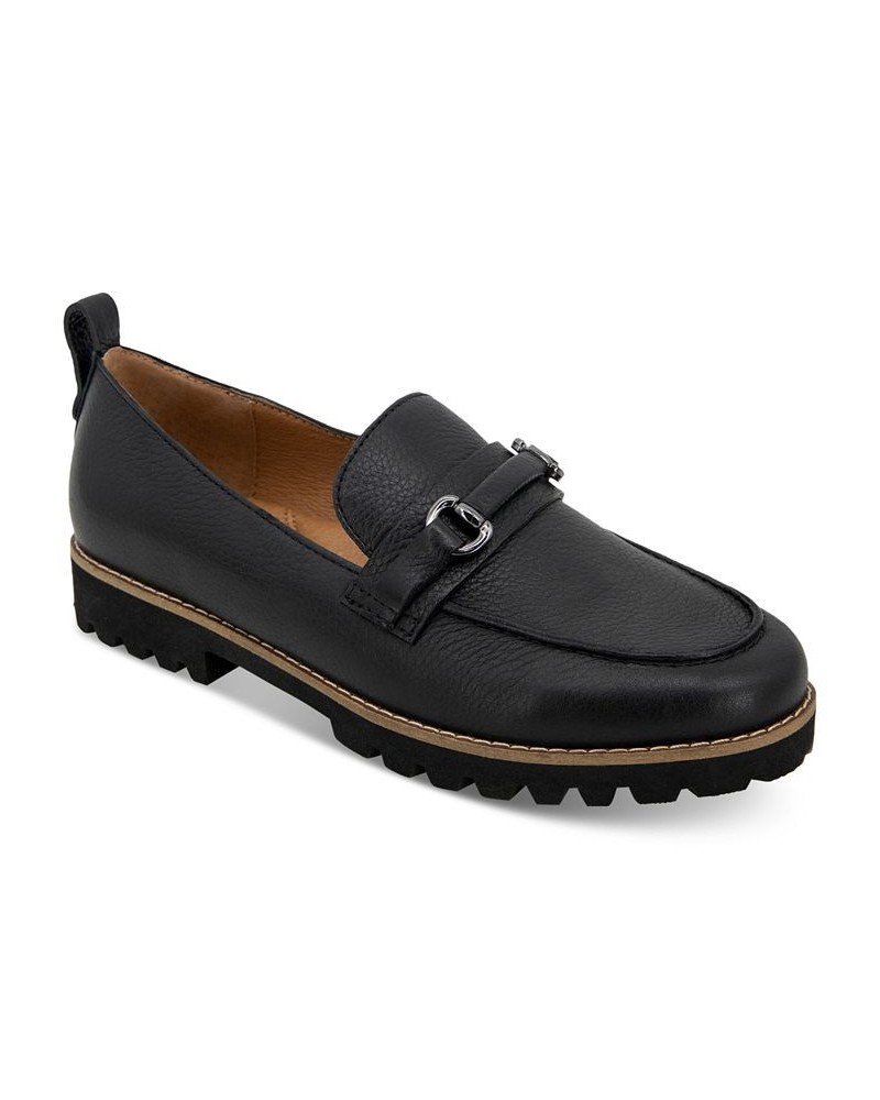 Women's Eugene Lug Bit Buckle Loafer Flats Black $68.70 Shoes