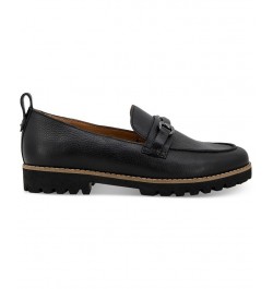 Women's Eugene Lug Bit Buckle Loafer Flats Black $68.70 Shoes