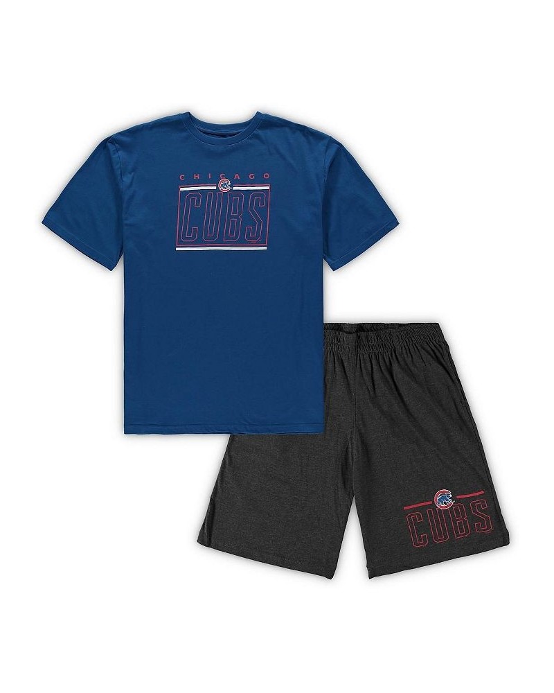 Men's Royal, Heathered Charcoal Chicago Cubs Big and Tall T-shirt and Shorts Sleep Set $32.00 Pajama