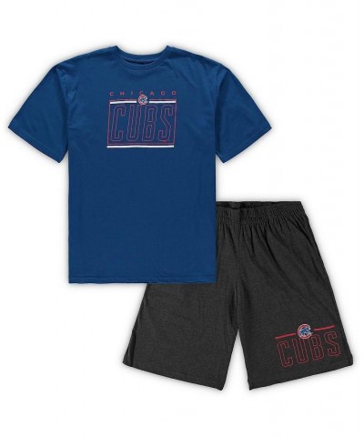 Men's Royal, Heathered Charcoal Chicago Cubs Big and Tall T-shirt and Shorts Sleep Set $32.00 Pajama