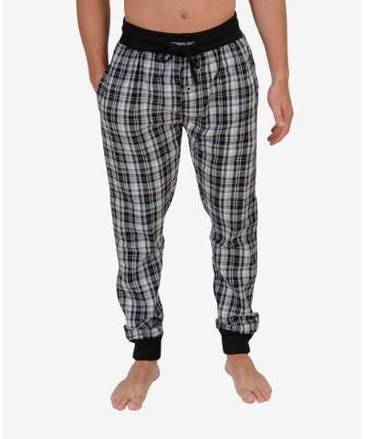 Men's Flannel Jogger Lounge Pants White, Black Plaid $22.08 Pajama