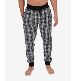 Men's Flannel Jogger Lounge Pants White, Black Plaid $22.08 Pajama