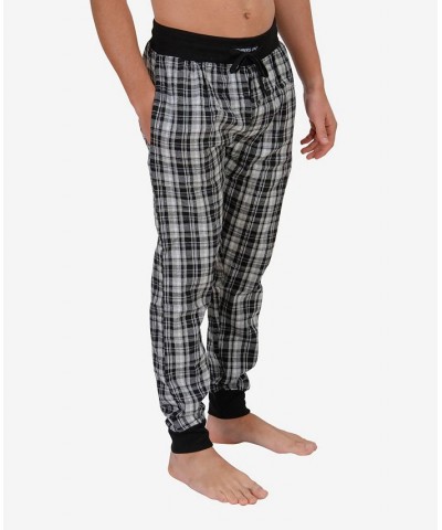 Men's Flannel Jogger Lounge Pants White, Black Plaid $22.08 Pajama