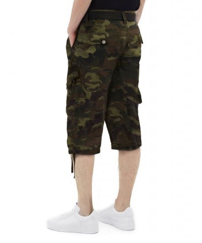 Men's Belted Capri Cargo Shorts Olive Camo $23.75 Shorts