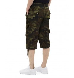 Men's Belted Capri Cargo Shorts Olive Camo $23.75 Shorts