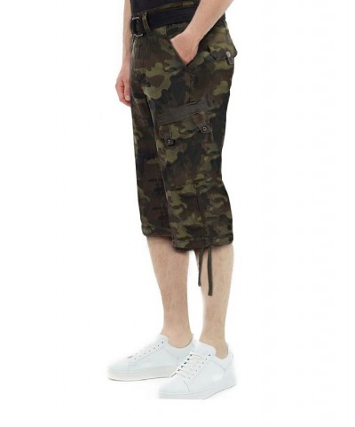 Men's Belted Capri Cargo Shorts Olive Camo $23.75 Shorts