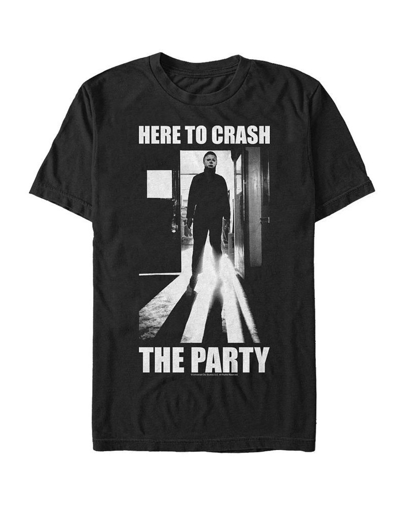 Halloween 2 Men's Michael Myers Here To Crash the Party Short Sleeve T-Shirt Black $20.64 T-Shirts