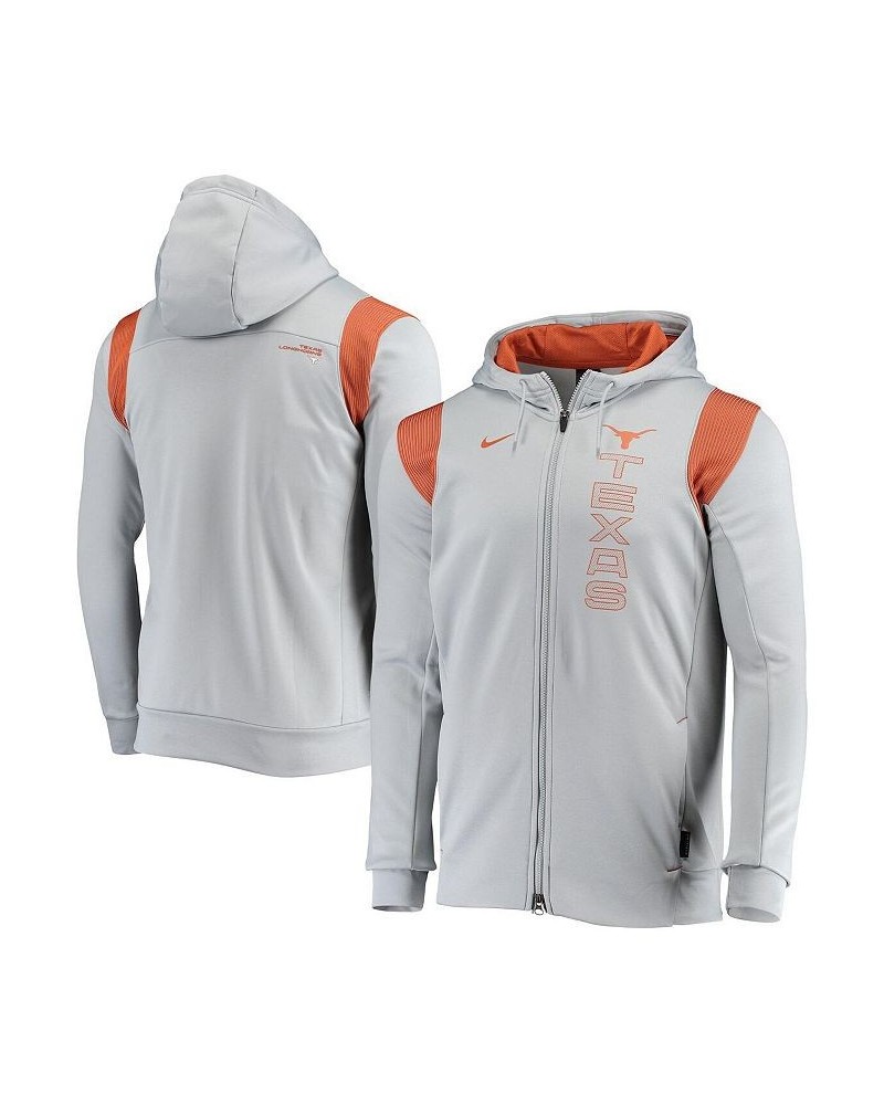 Men's Gray Texas Longhorns 2021 Sideline Performance Full-Zip Hoodie $42.34 Sweatshirt