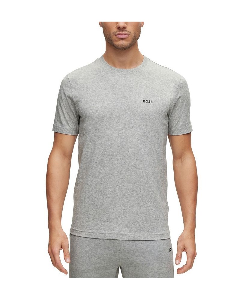 BOSS Men's Cotton-Jersey Regular-Fit T-shirt with Logo Prints Gray $36.08 T-Shirts