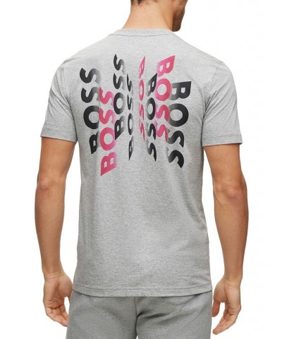 BOSS Men's Cotton-Jersey Regular-Fit T-shirt with Logo Prints Gray $36.08 T-Shirts