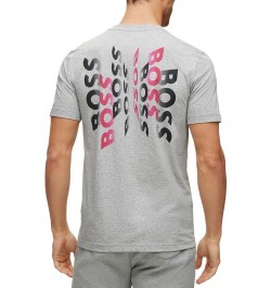 BOSS Men's Cotton-Jersey Regular-Fit T-shirt with Logo Prints Gray $36.08 T-Shirts