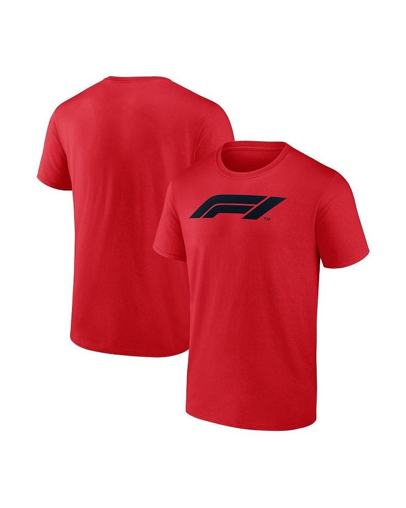 Men's Red Formula 1 Secondary Logo T-shirt $26.87 T-Shirts