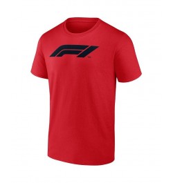 Men's Red Formula 1 Secondary Logo T-shirt $26.87 T-Shirts