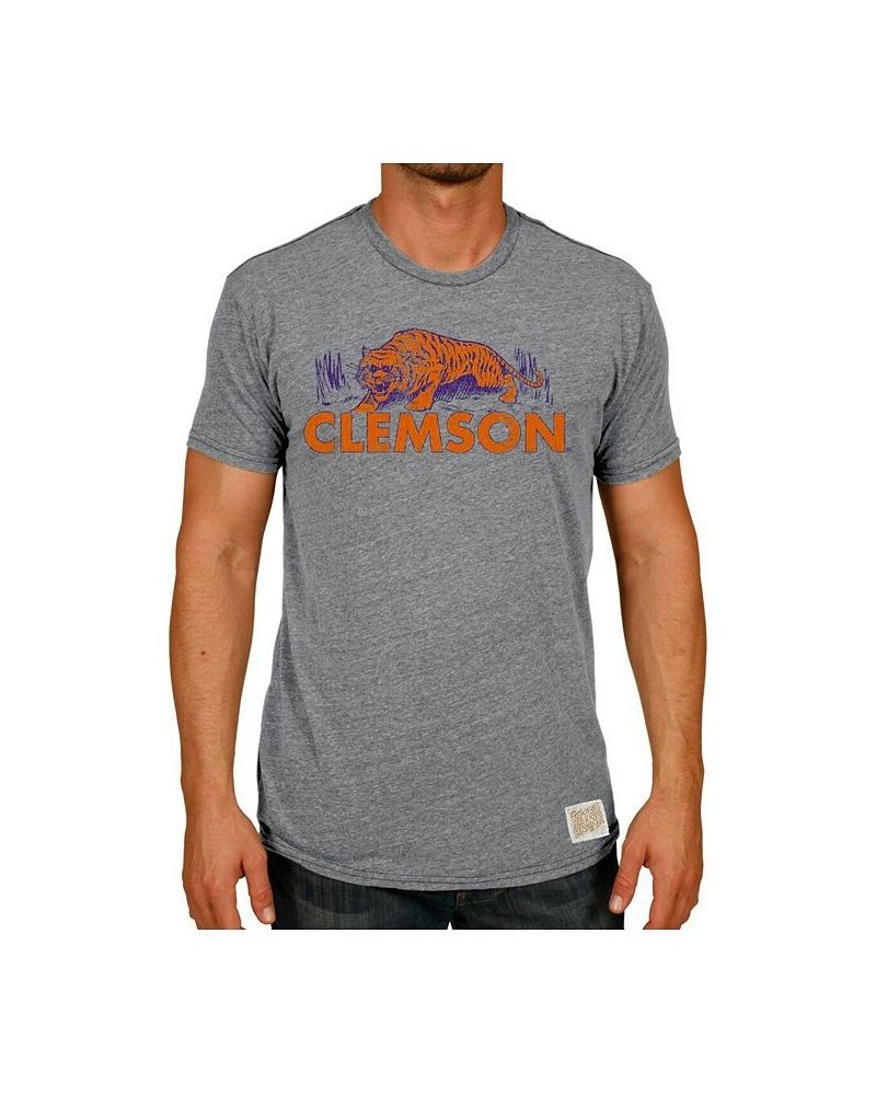 Men's Heathered Gray Clemson Tigers Vintage-Like Tri-Blend T-shirt $18.00 T-Shirts