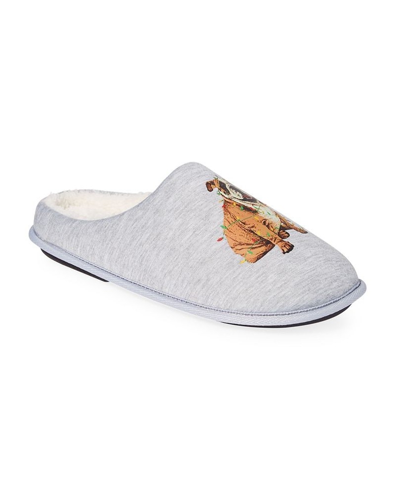 Men's Holiday Bulldog Fleece-Lined Slippers Tan/Beige $10.31 Shoes