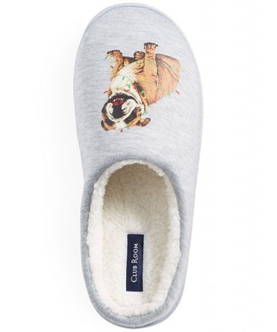 Men's Holiday Bulldog Fleece-Lined Slippers Tan/Beige $10.31 Shoes