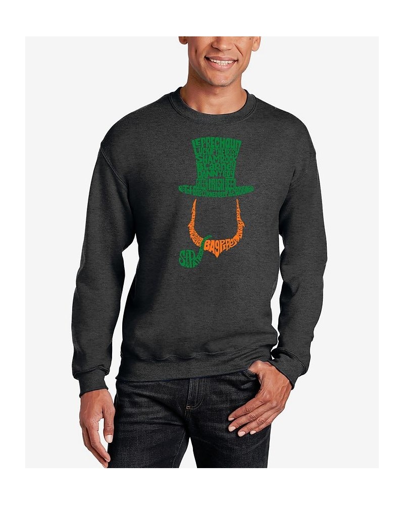 Men's Leprechaun Word Art Crewneck Sweatshirt Gray $26.99 Sweatshirt