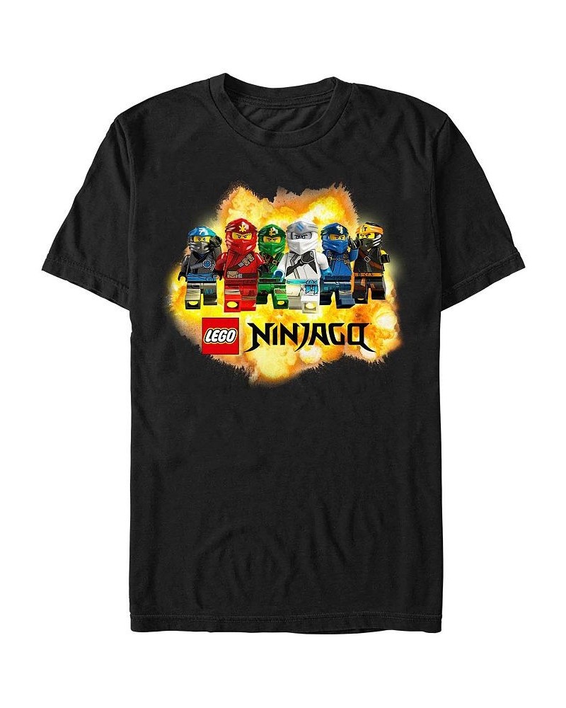 Men's Lego Ninjago Ninja Explosion Short Sleeve T-shirt Black $17.84 T-Shirts