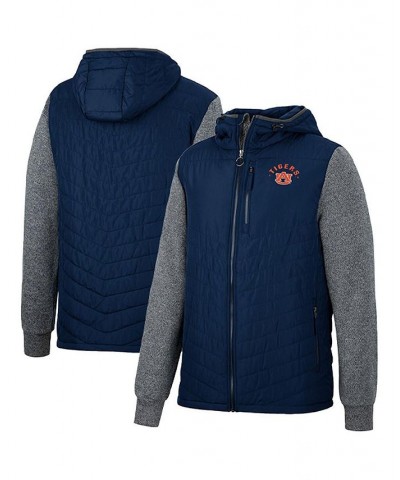 Men's Navy, Charcoal Auburn Tigers Course Herringbone Full-Zip Hoodie $39.60 Jackets