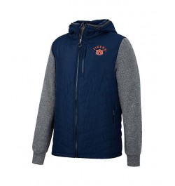 Men's Navy, Charcoal Auburn Tigers Course Herringbone Full-Zip Hoodie $39.60 Jackets