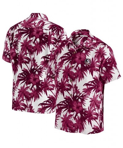 Men's Garnet Florida State Seminoles Harbor Island Hibiscus Button-Up Shirt $53.10 Shirts