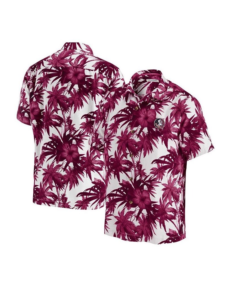 Men's Garnet Florida State Seminoles Harbor Island Hibiscus Button-Up Shirt $53.10 Shirts