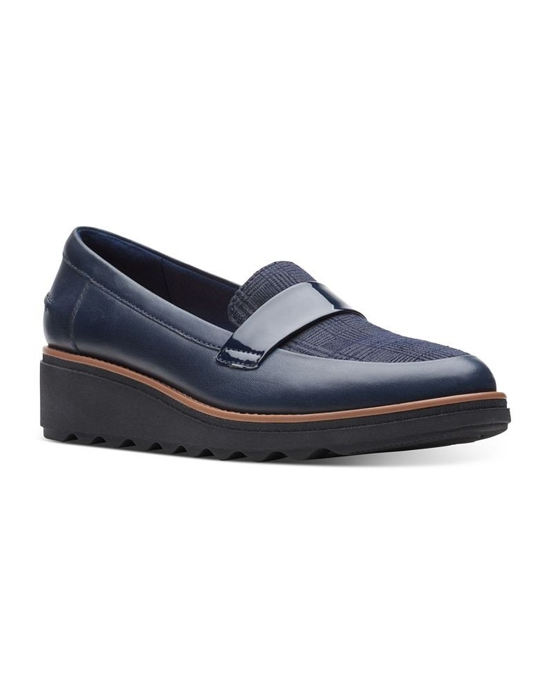 Women's Collection Sharon Gracie Loafers Blue $50.14 Shoes