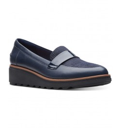 Women's Collection Sharon Gracie Loafers Blue $50.14 Shoes