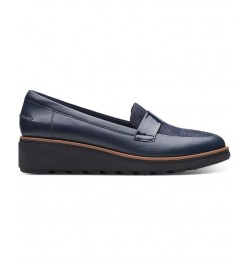 Women's Collection Sharon Gracie Loafers Blue $50.14 Shoes