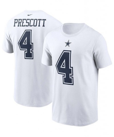 Men's Dak Prescott White Dallas Cowboys Name and Number T-shirt $21.00 T-Shirts