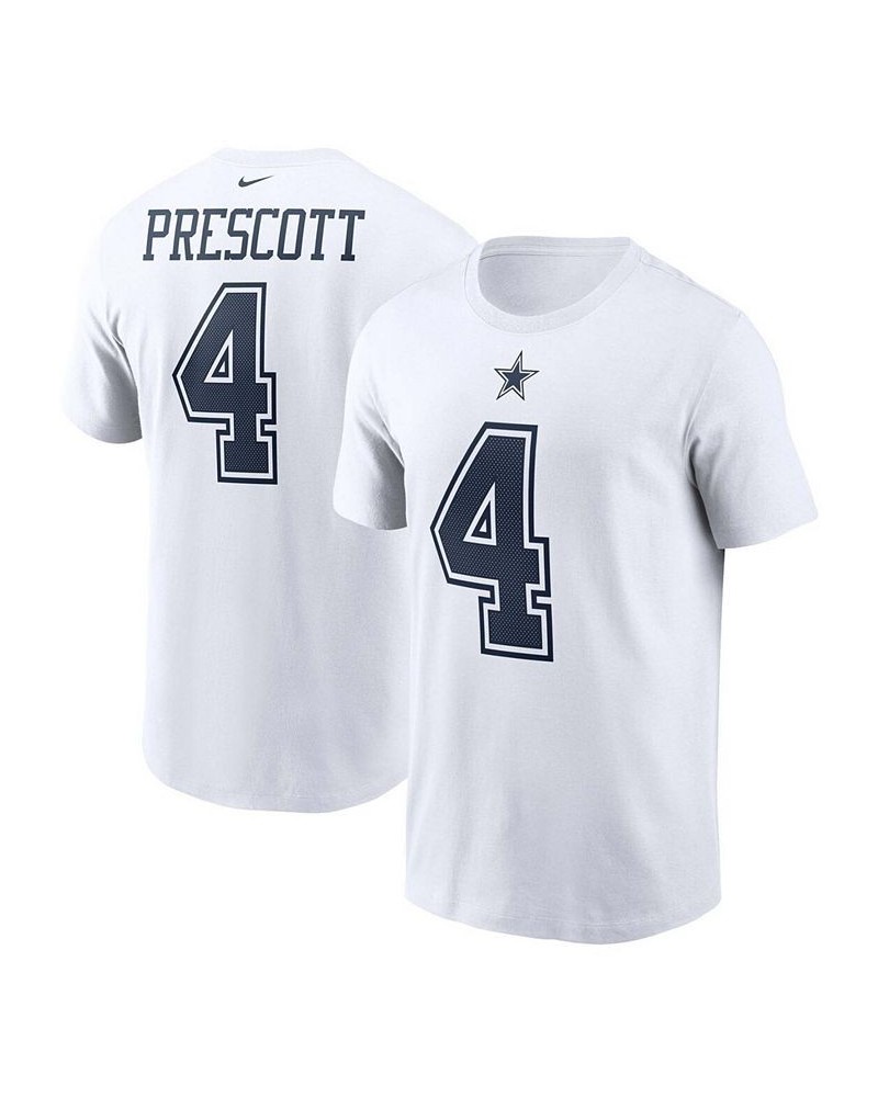 Men's Dak Prescott White Dallas Cowboys Name and Number T-shirt $21.00 T-Shirts