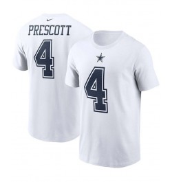 Men's Dak Prescott White Dallas Cowboys Name and Number T-shirt $21.00 T-Shirts