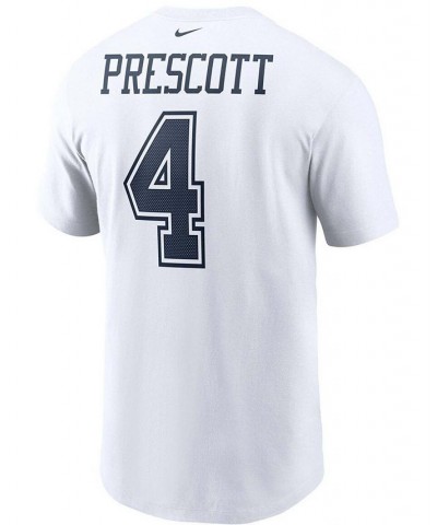 Men's Dak Prescott White Dallas Cowboys Name and Number T-shirt $21.00 T-Shirts