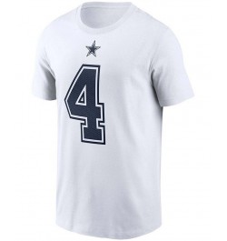 Men's Dak Prescott White Dallas Cowboys Name and Number T-shirt $21.00 T-Shirts