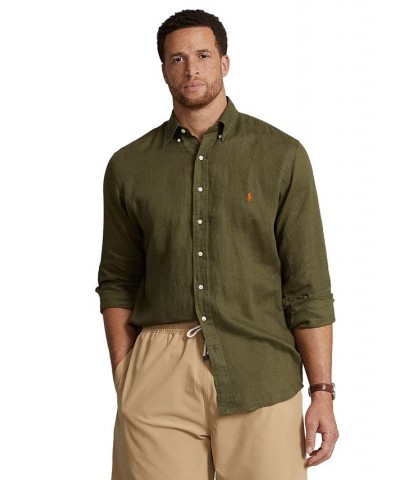 Men's Big & Tall Classic-Fit Linen Shirt Green $53.28 Shirts