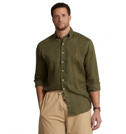 Men's Big & Tall Classic-Fit Linen Shirt Green $53.28 Shirts