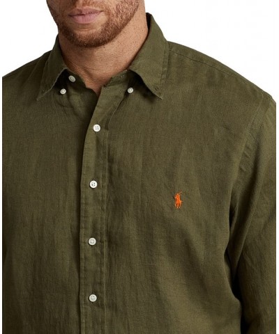 Men's Big & Tall Classic-Fit Linen Shirt Green $53.28 Shirts