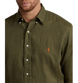 Men's Big & Tall Classic-Fit Linen Shirt Green $53.28 Shirts